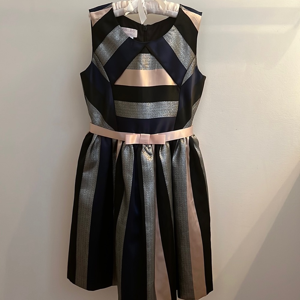 Iris & Ivy Striped Metallic Party Dress - Picture 1 of 3
